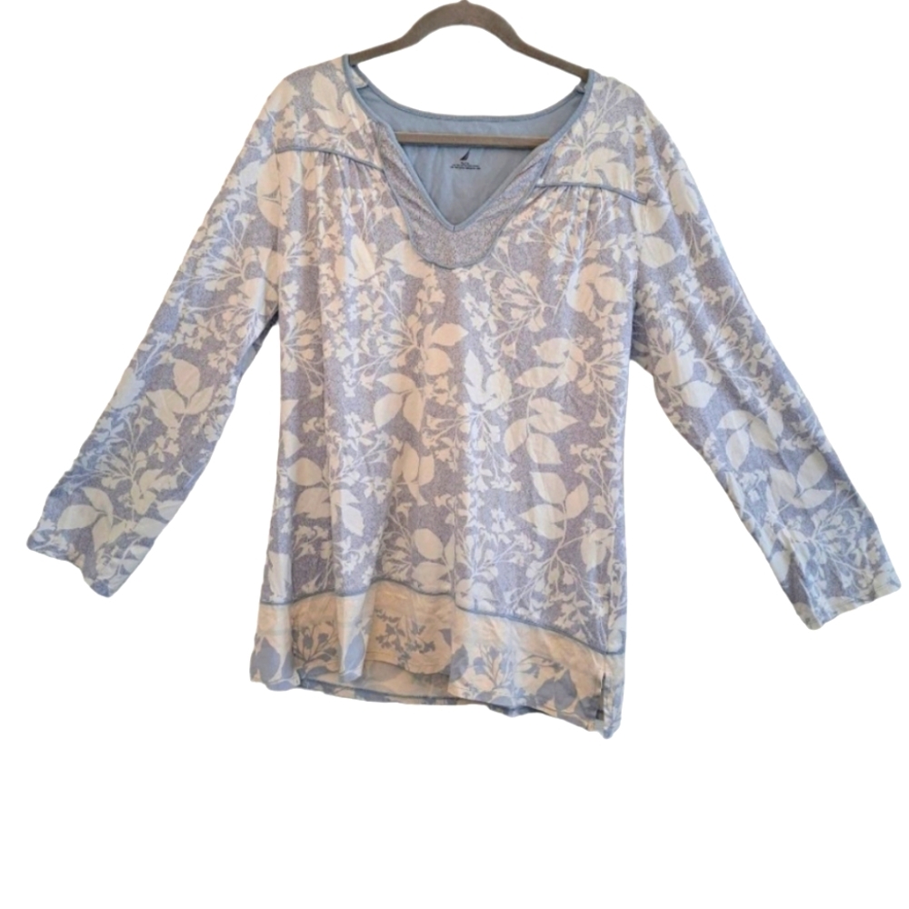 Nautica Floral Long Sleeve Top Sleepwear Loungewear Size XL